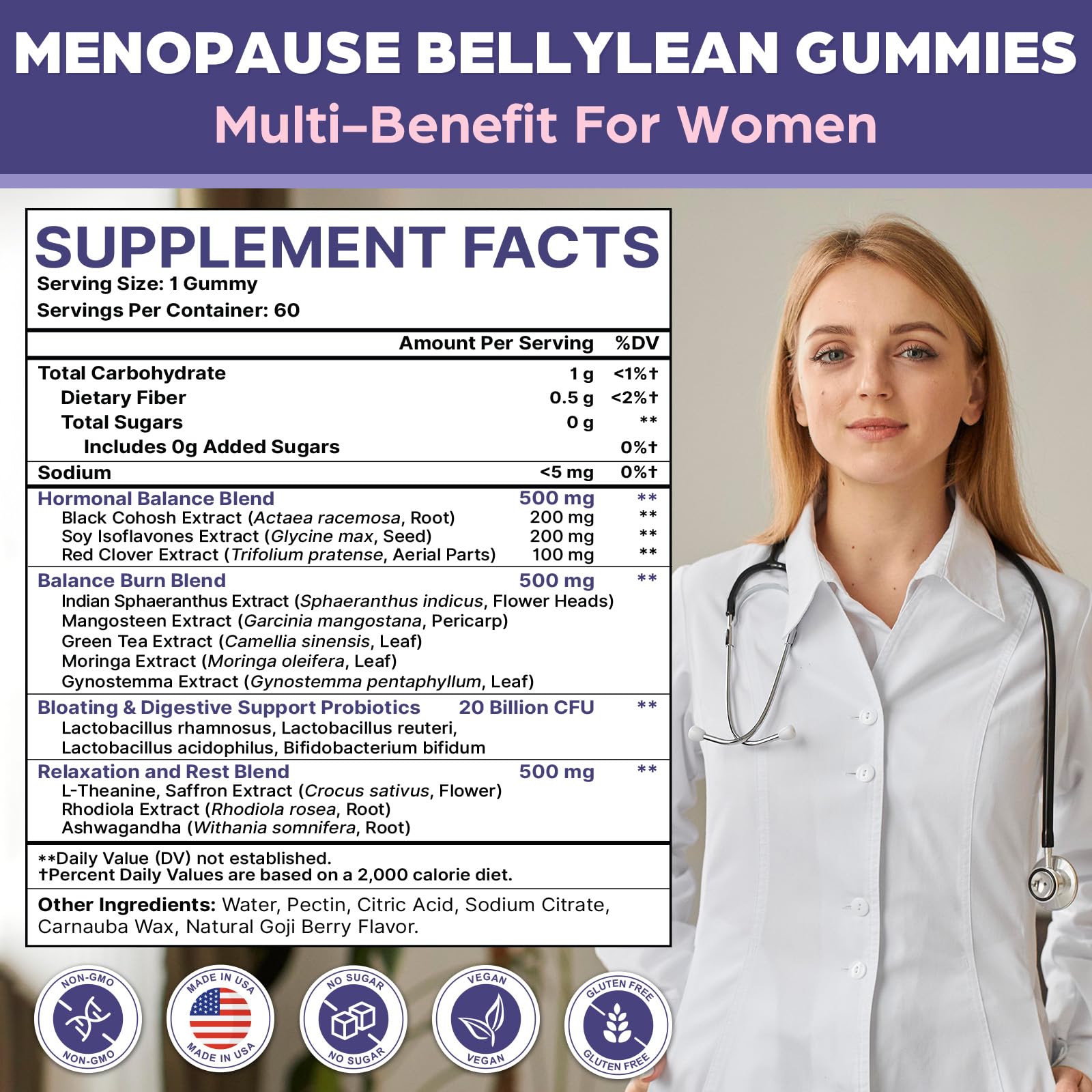 Phytrion menopause gummies closeup—delicious, sugar-free relief for evening menopausal symptoms.