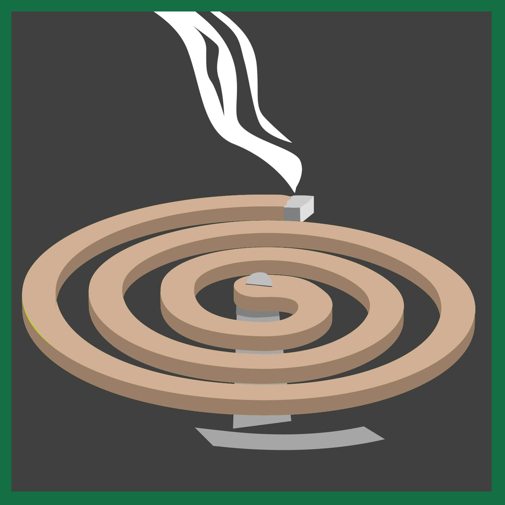 PIC Citronella coils burn time visual shows 5-7 hours per coil.