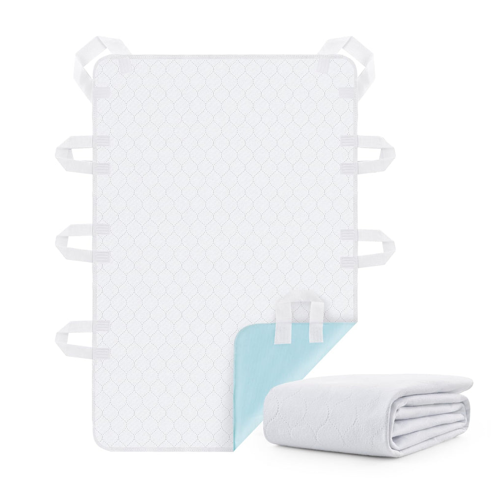 PICK FOR LIFE bed pad with eight handles for secure positioning.