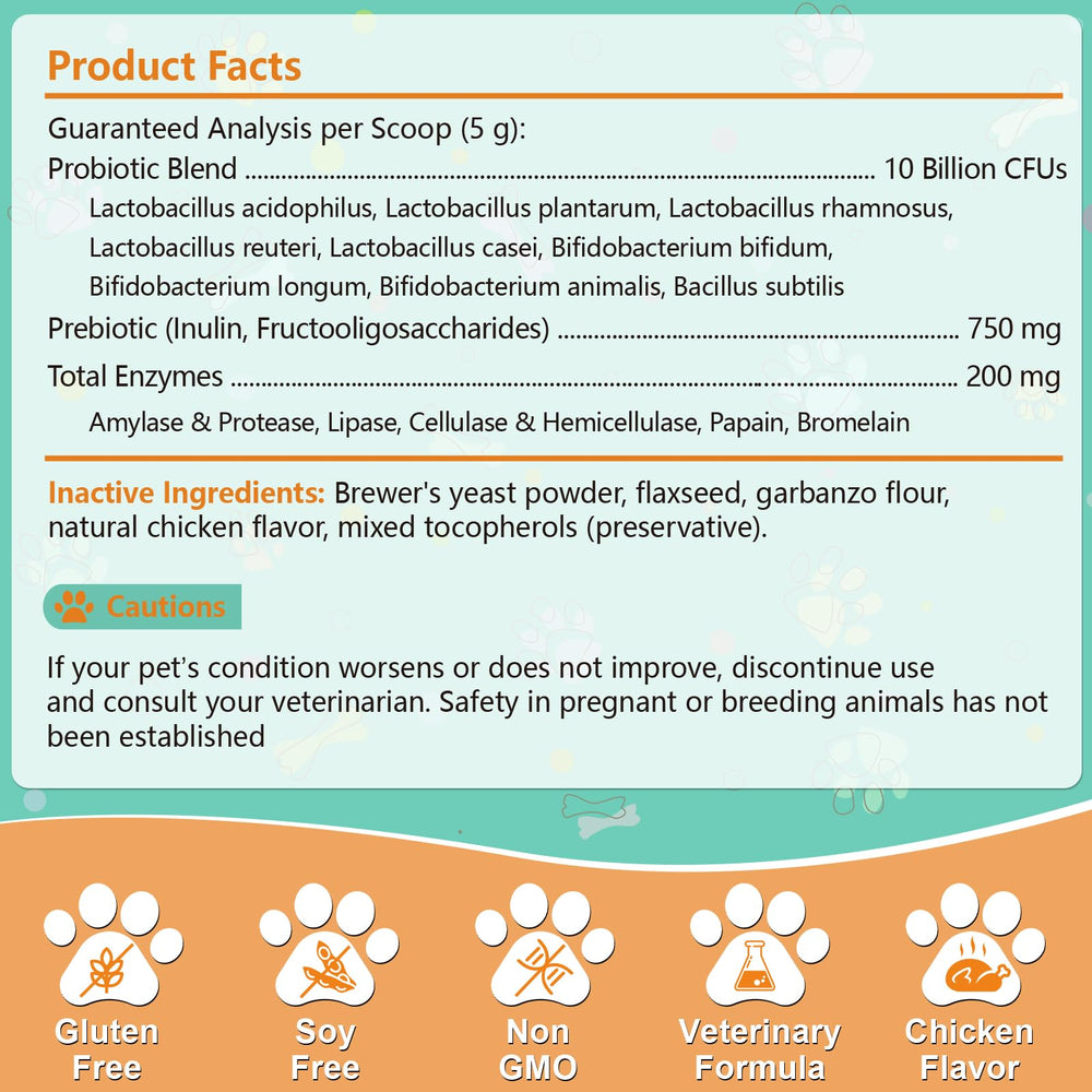 PICPOW probiotic powder with dosing scoop aids easy mixing into meals.