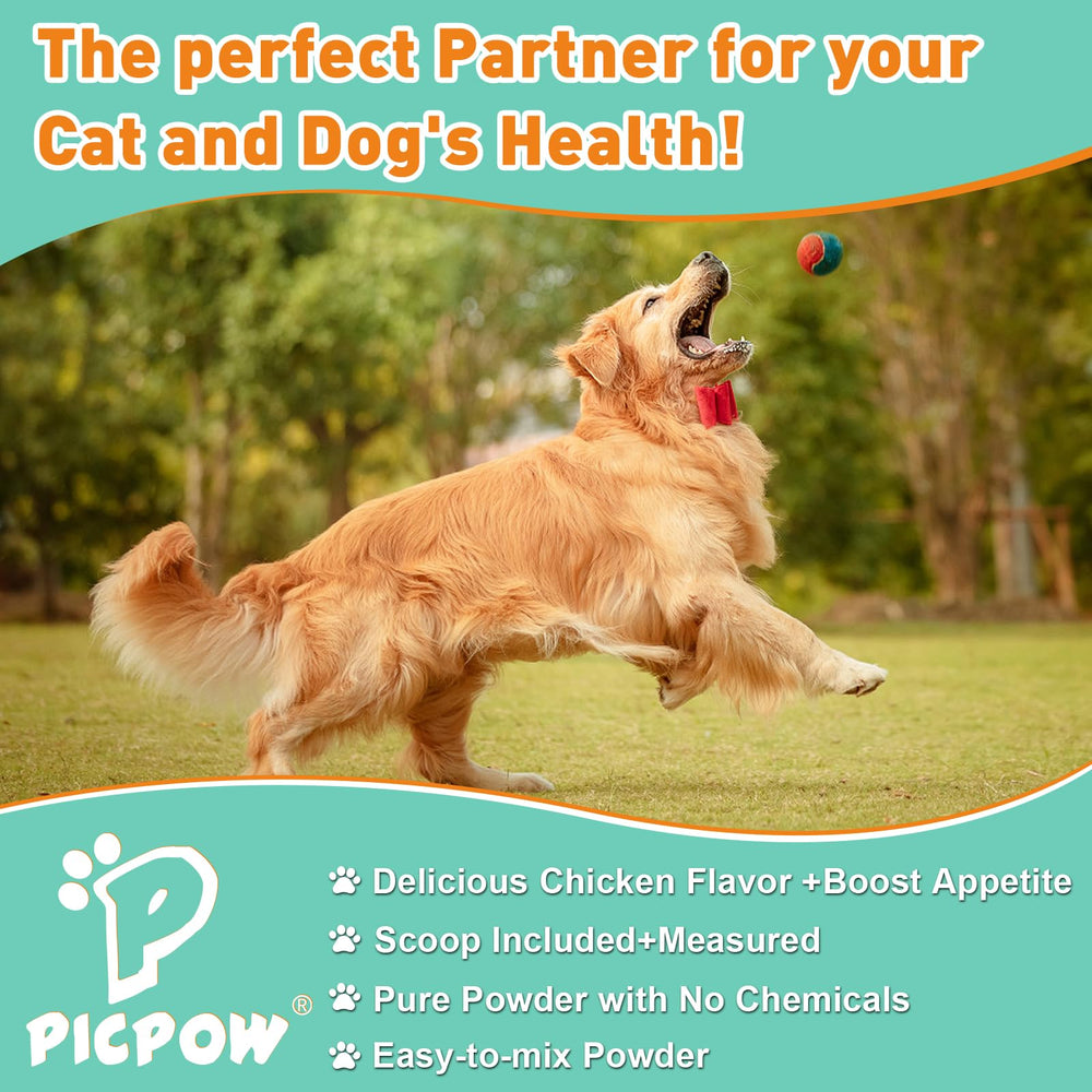PICPOW probiotic powder supports healthy skin and coat through gut balance.