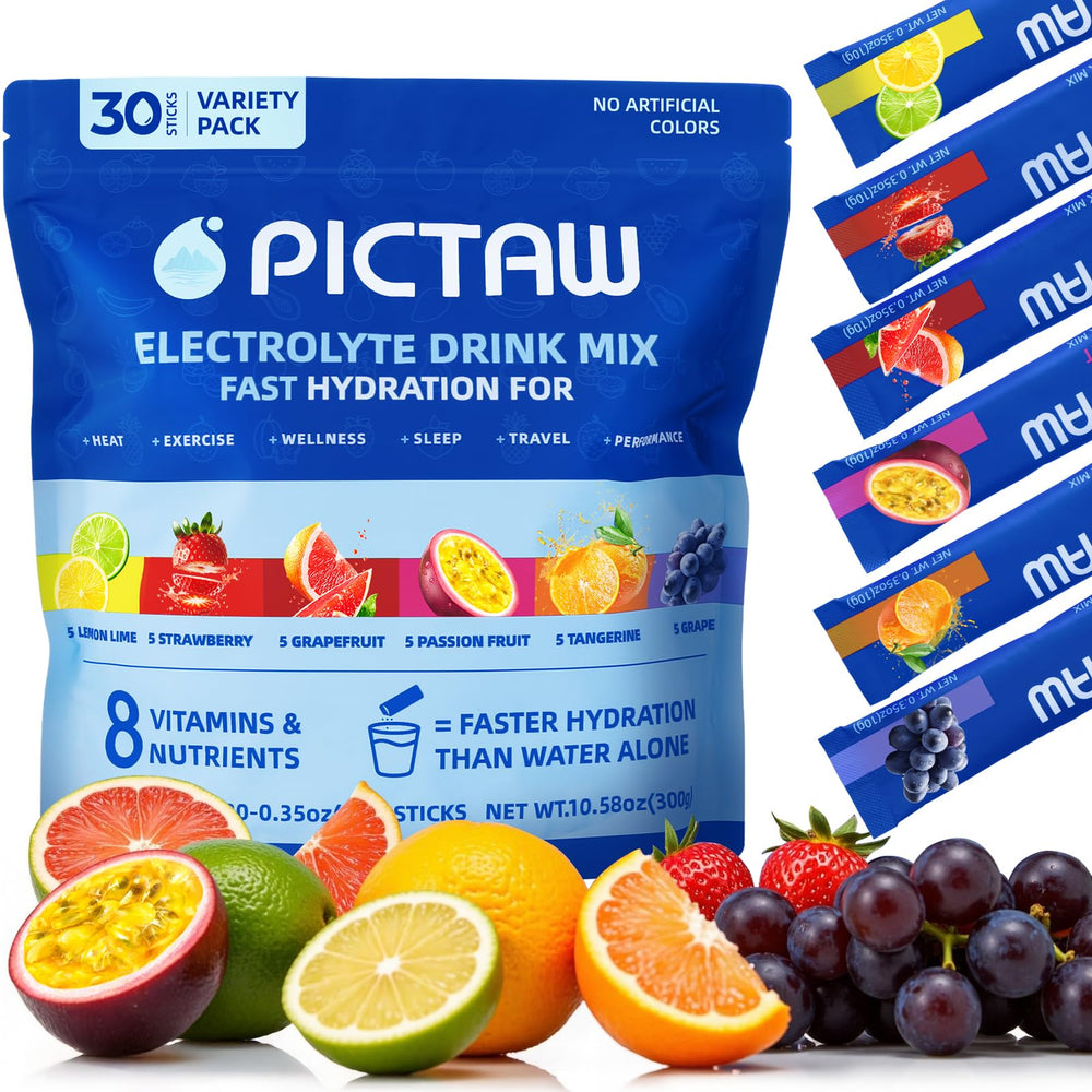 PICTAW electrolyte packets in a gym bag for on-the-go hydration.