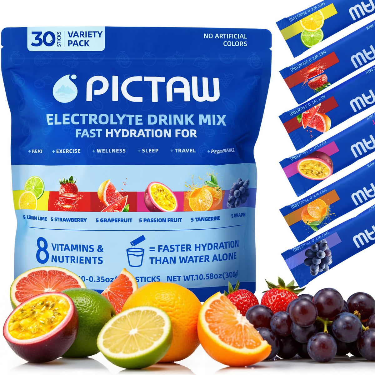 PICTAW electrolyte packets in a gym bag for on-the-go hydration.