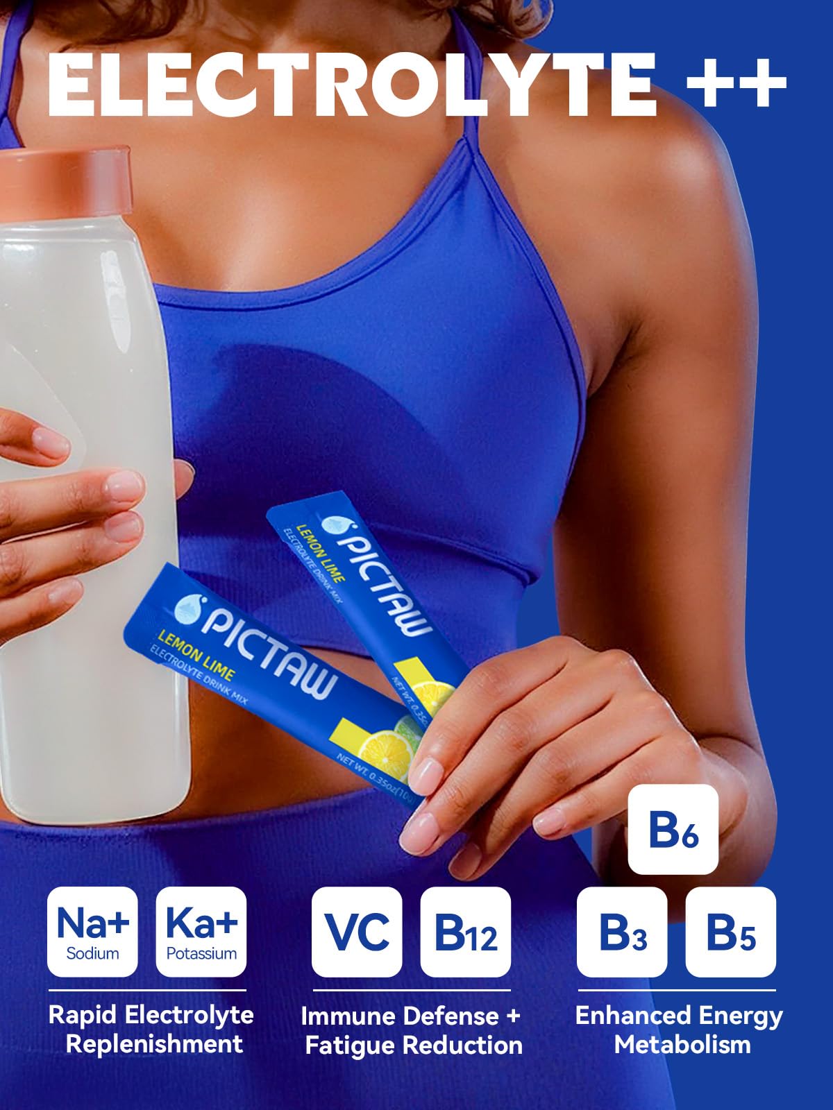PICTAW electrolyte powder dissolves quickly for a fast, refreshing drink.