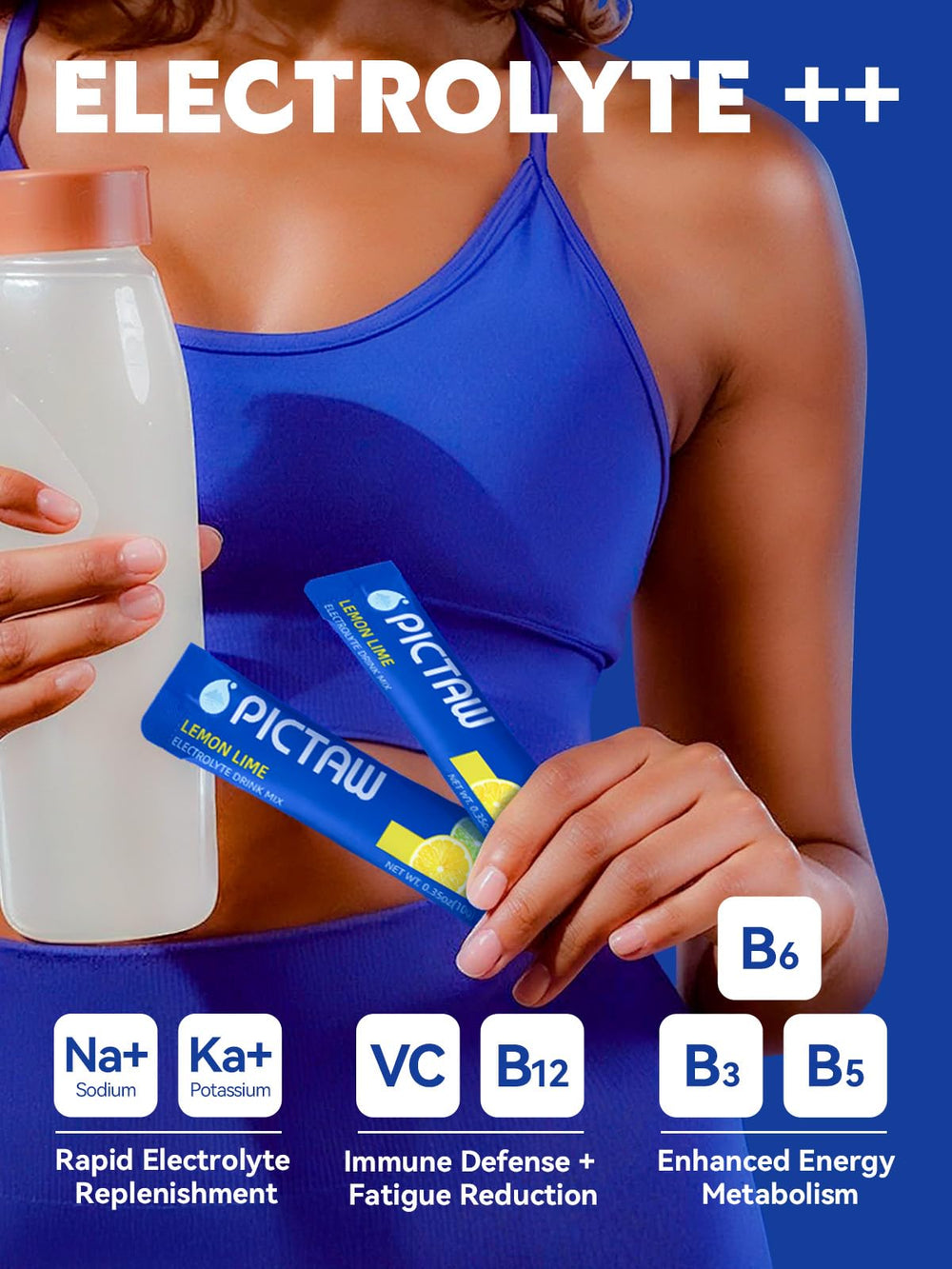 PICTAW electrolyte powder dissolves quickly for a fast, refreshing drink.