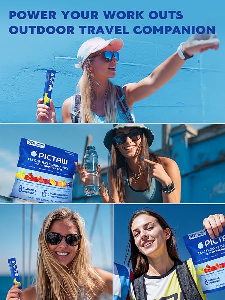 PICTAW electrolyte packet close-up showing rapid hydration capability