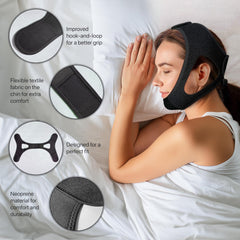 PIDOTI chin strap strap-application image highlighting easy setup for CPAP users.