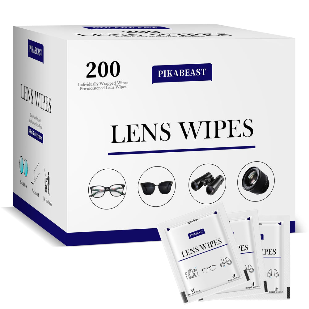 Pikabeast lens wipes 200-count pack for spotless glasses and screens