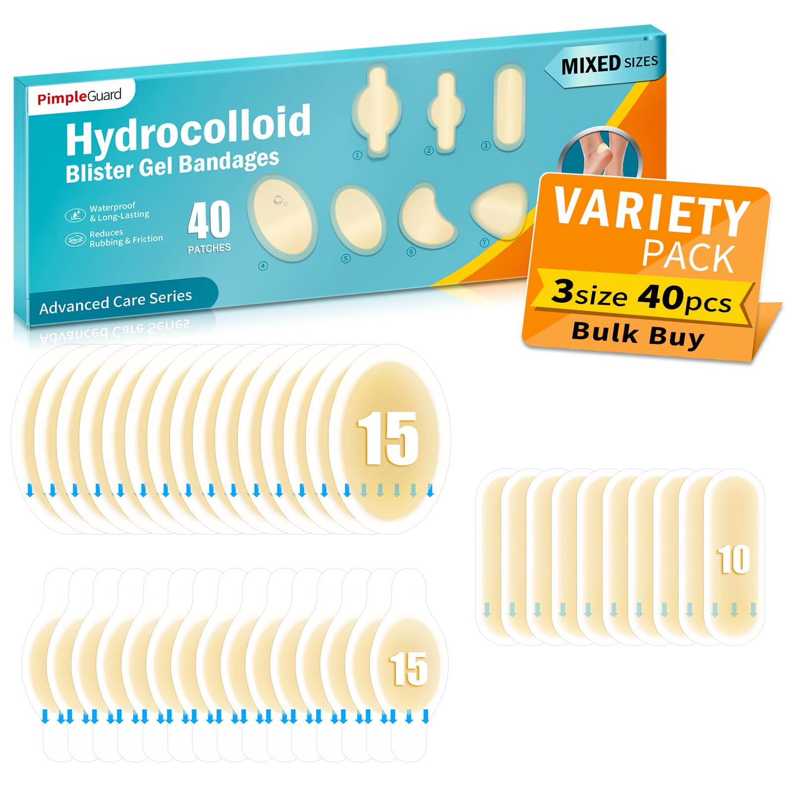 PimpleGuard curitas para pies hidrocoloides, protección contra rozaduras para uso diario