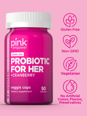Gluten-free label on PINK Probiotics signals suitability for gluten-free diets.