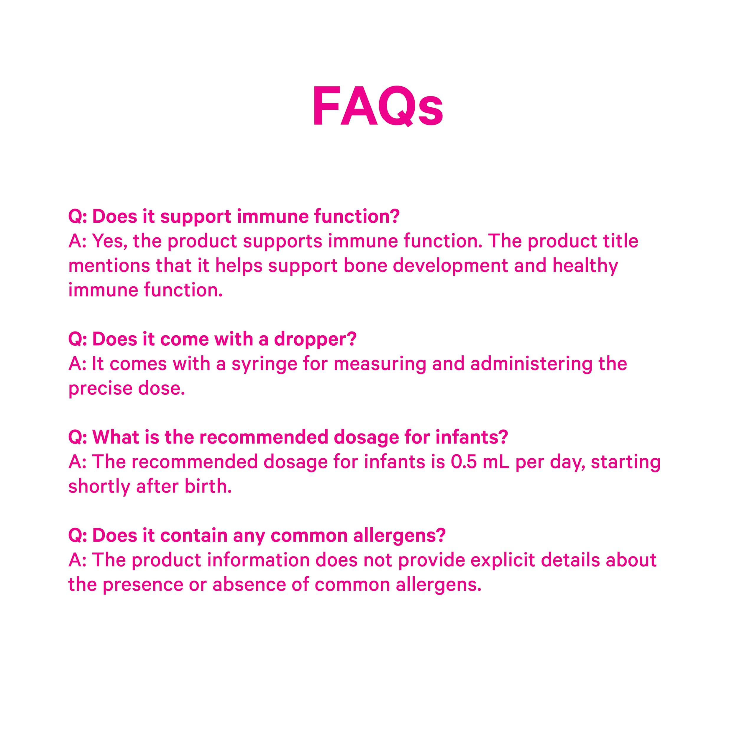 One 0.5 mL daily dose with Pink Stork’s easy-to-use syringe.