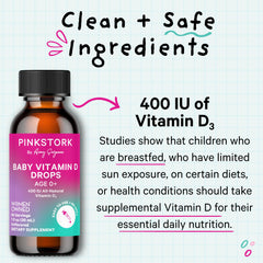 Pink Stork Baby D Drops unflavored formula blends easily with milk.