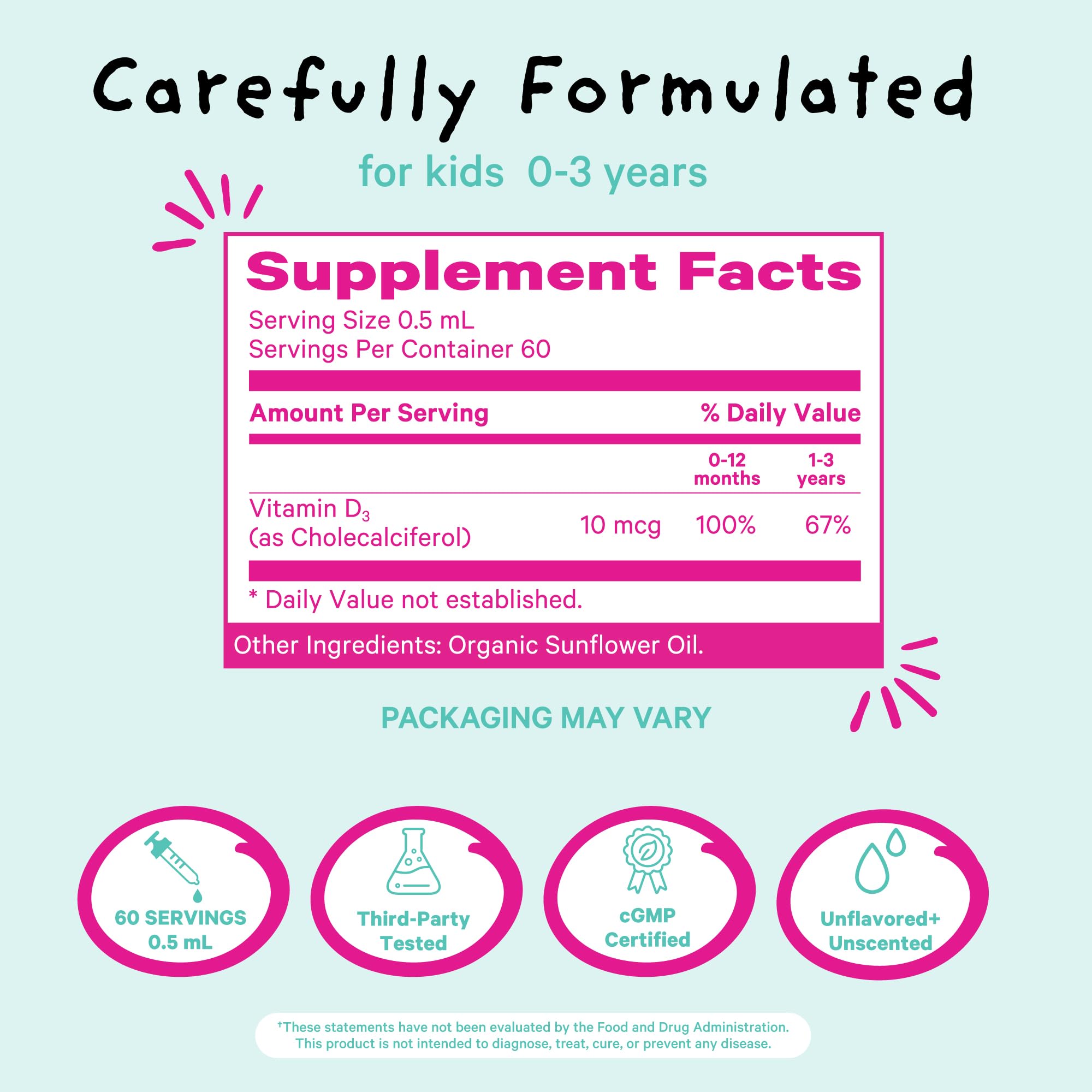 Pink Stork Vitamin D Drops support calcium absorption for stronger bones.