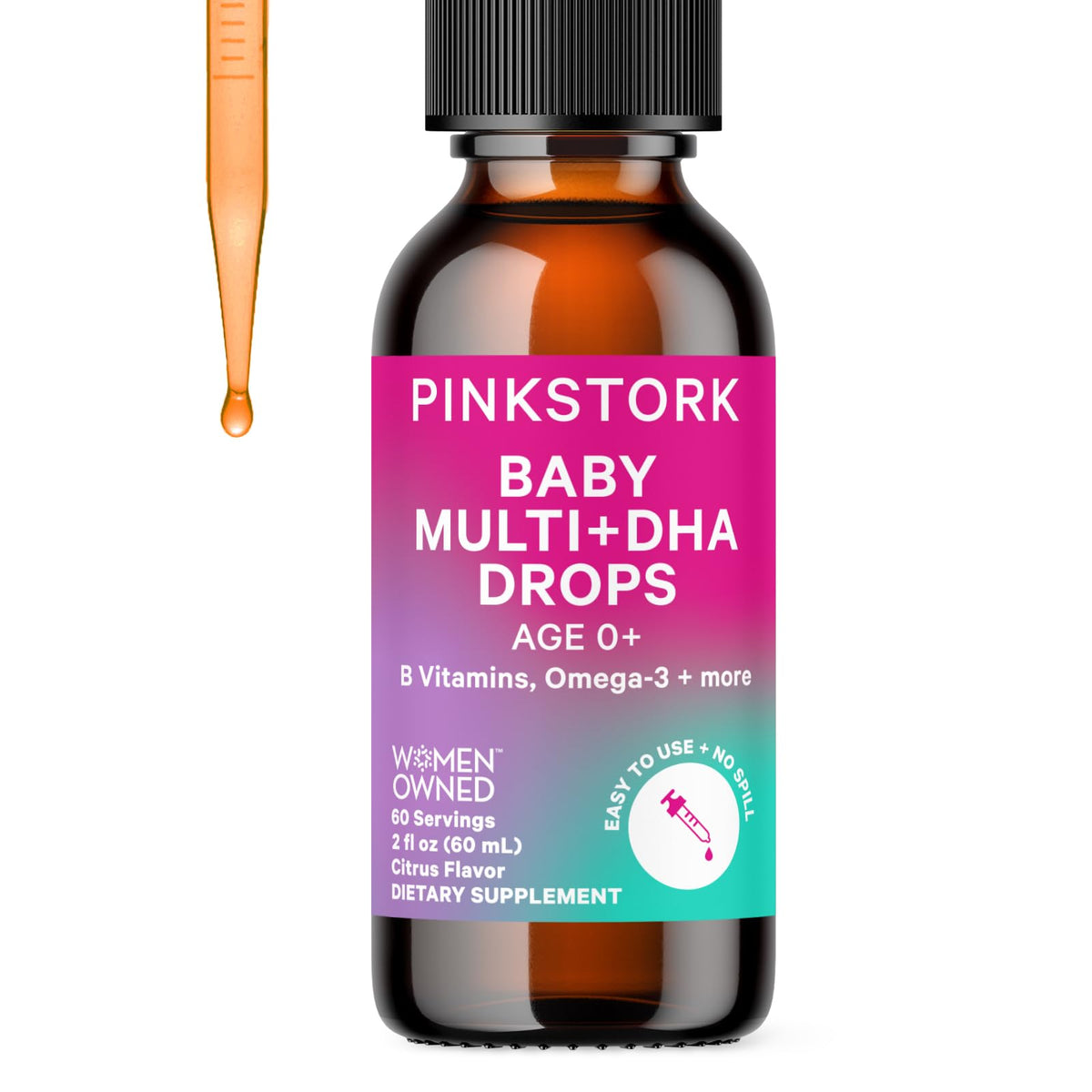Pink Stork Baby Multivitamin Drops bottle for daily infant nutrition.