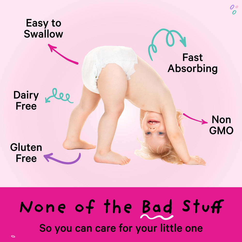 Pink Stork packaging display with natural ingredients.