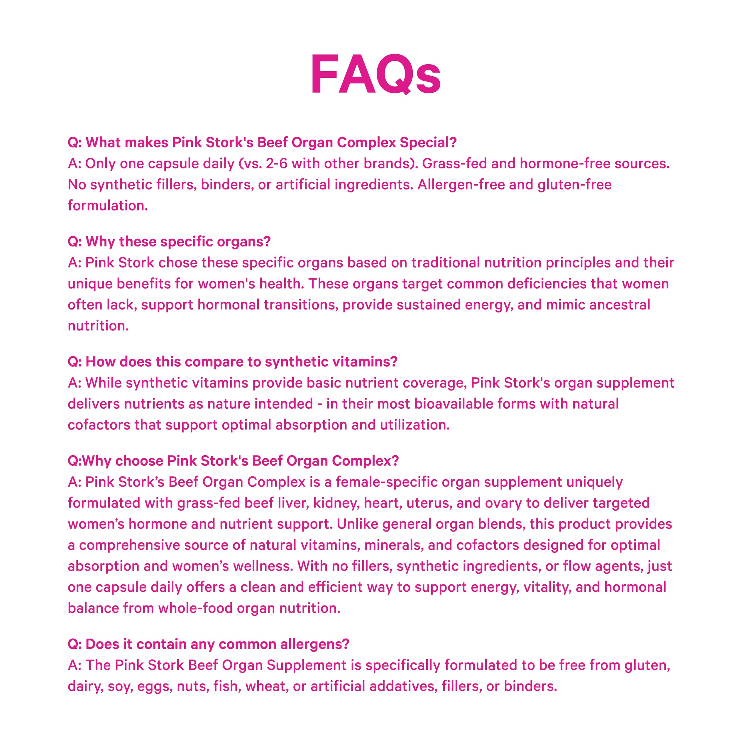 Pink Stork bottle shows no synthetic fillers for a pure real-food multivitamin.