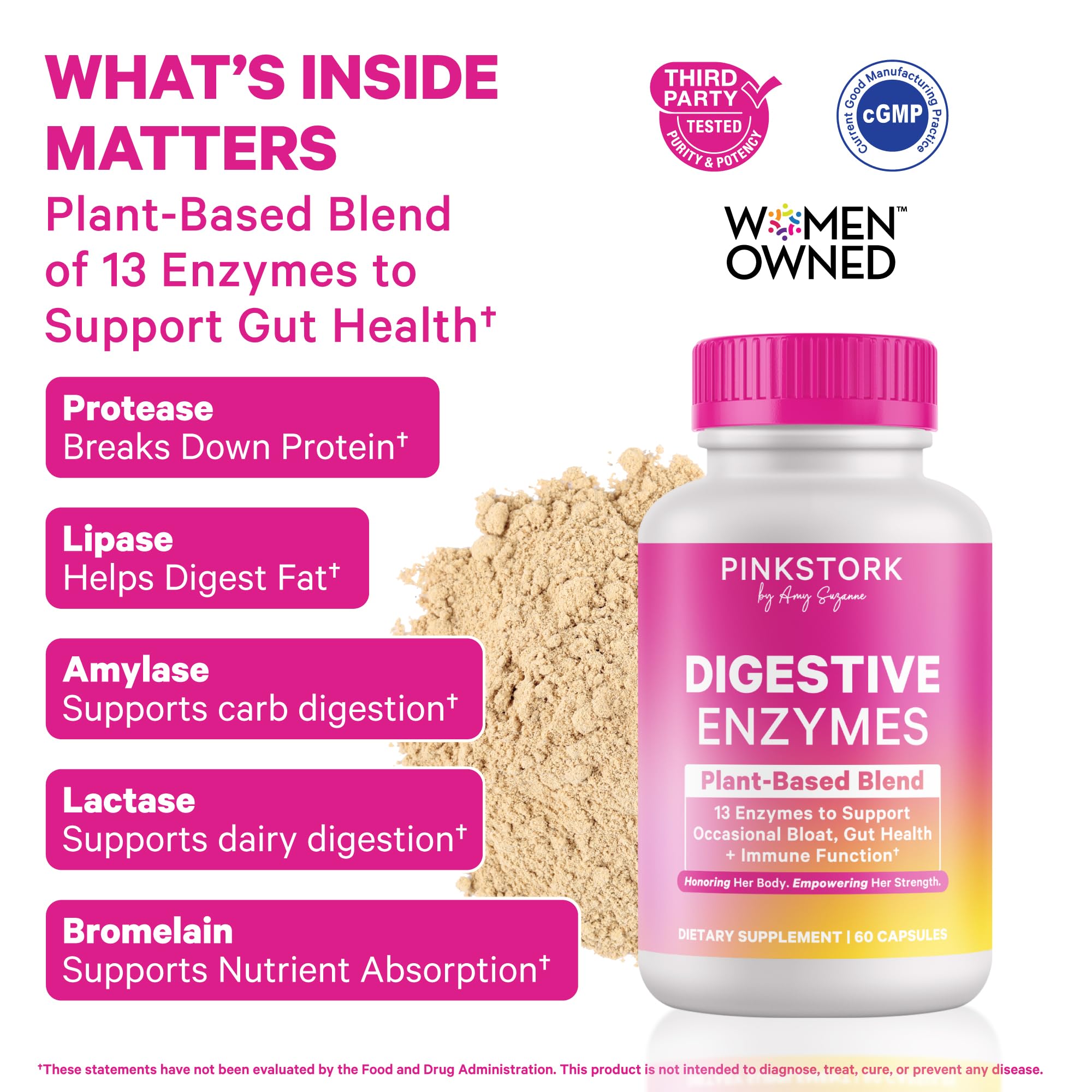 Pink Stork Digestive Enzymes capsules ready for daily gut support