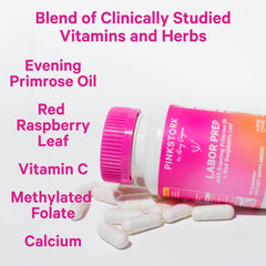 Evening Primrose Oil capsules by Pink Stork for cervix-softening support.