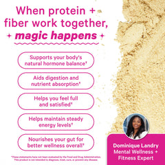 Pink Stork fiber and superfood blend panel highlights 11g fiber