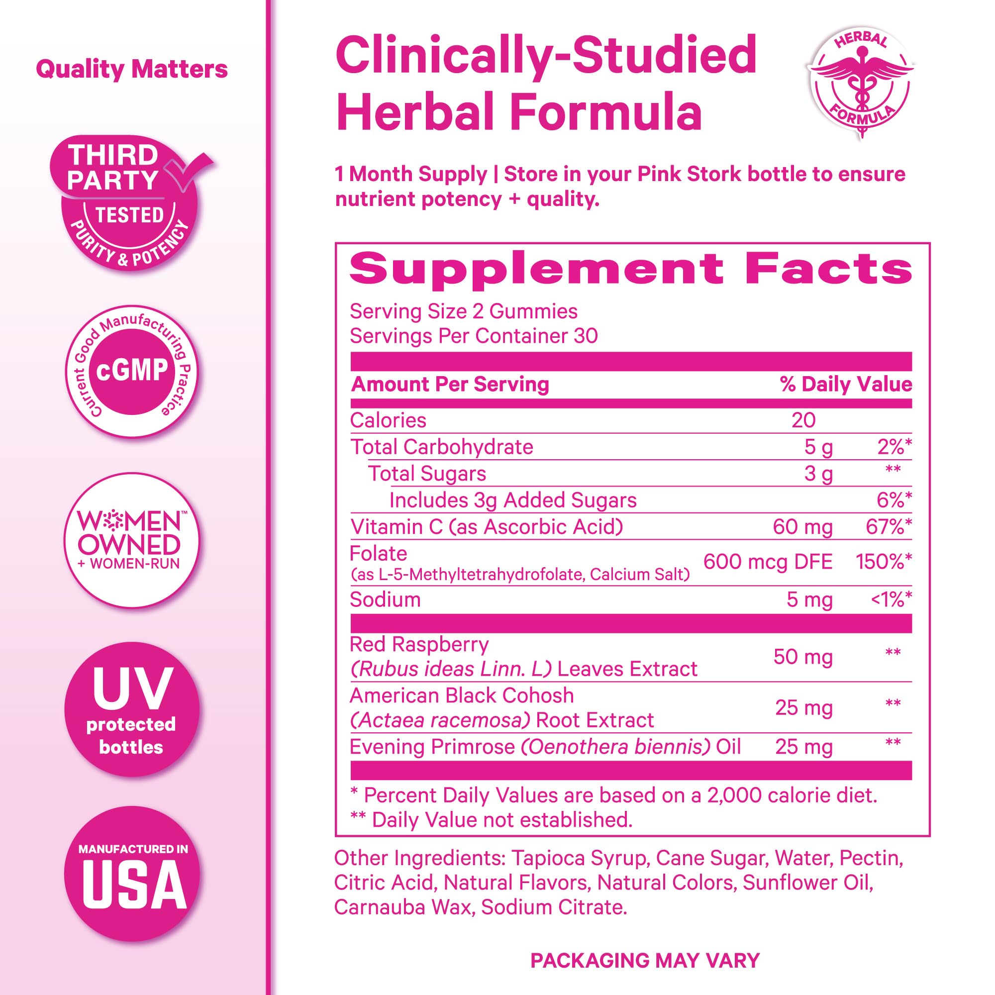 Pink Stork Hormone Balance Gummies gummy texture and color close up