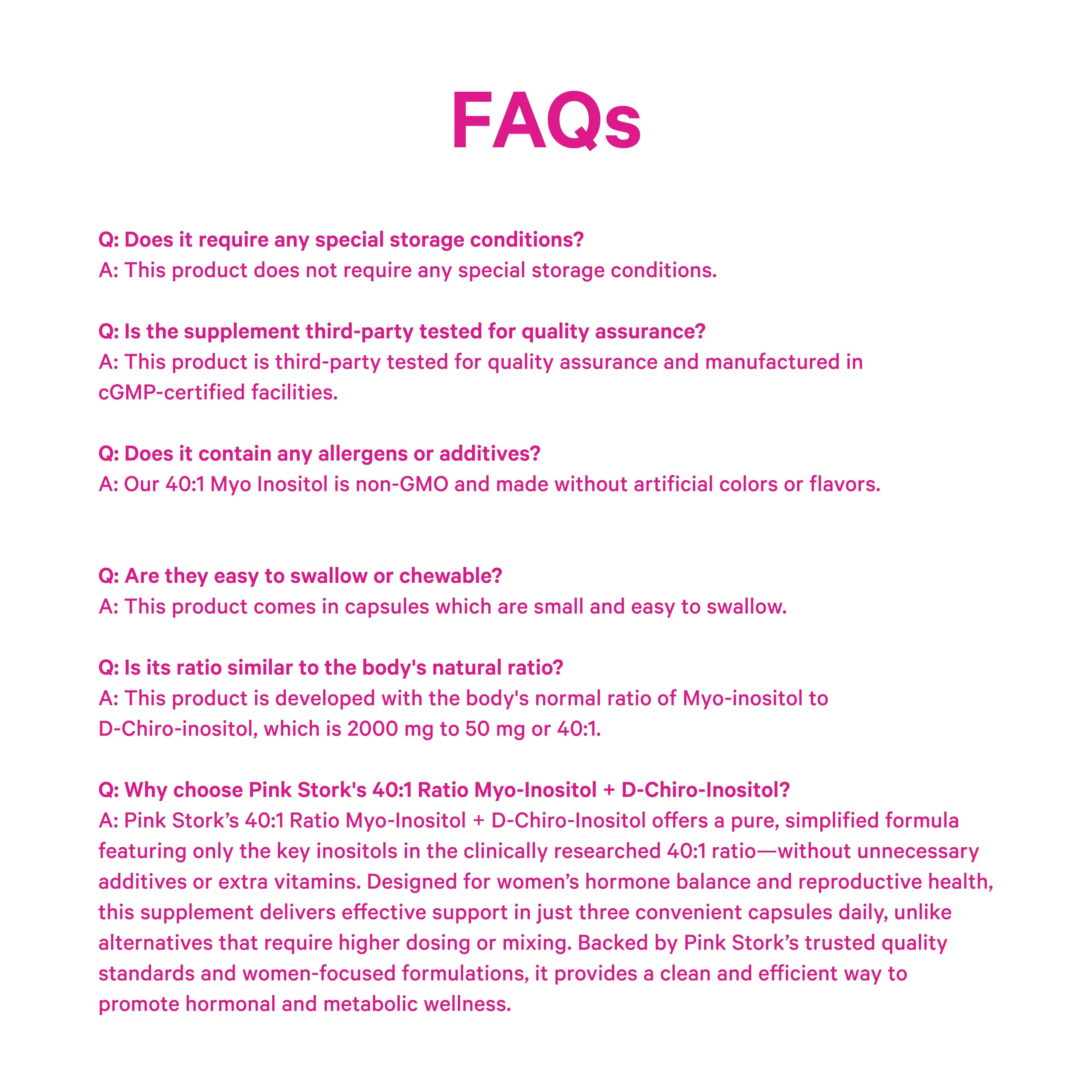 Pink Stork Inositol 40:1 graphic represents hormone balance.