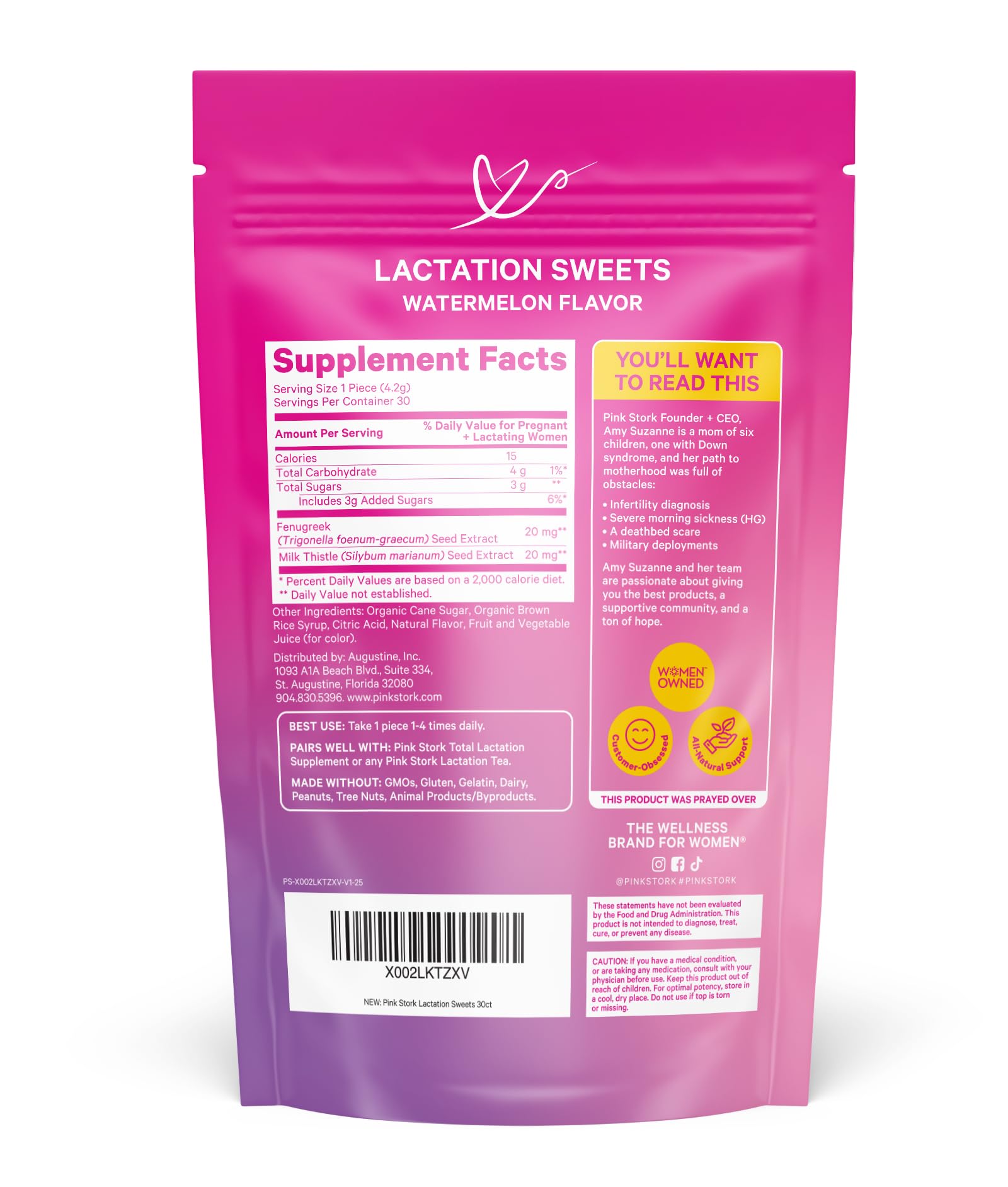 Pink Stork Lactation Sweets watermelon drops on a breakfast tray, easy to grab while nursing.