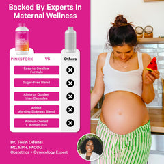 Pink Stork prenatal formula with elderberries and spinach nourishing during pregnancy.