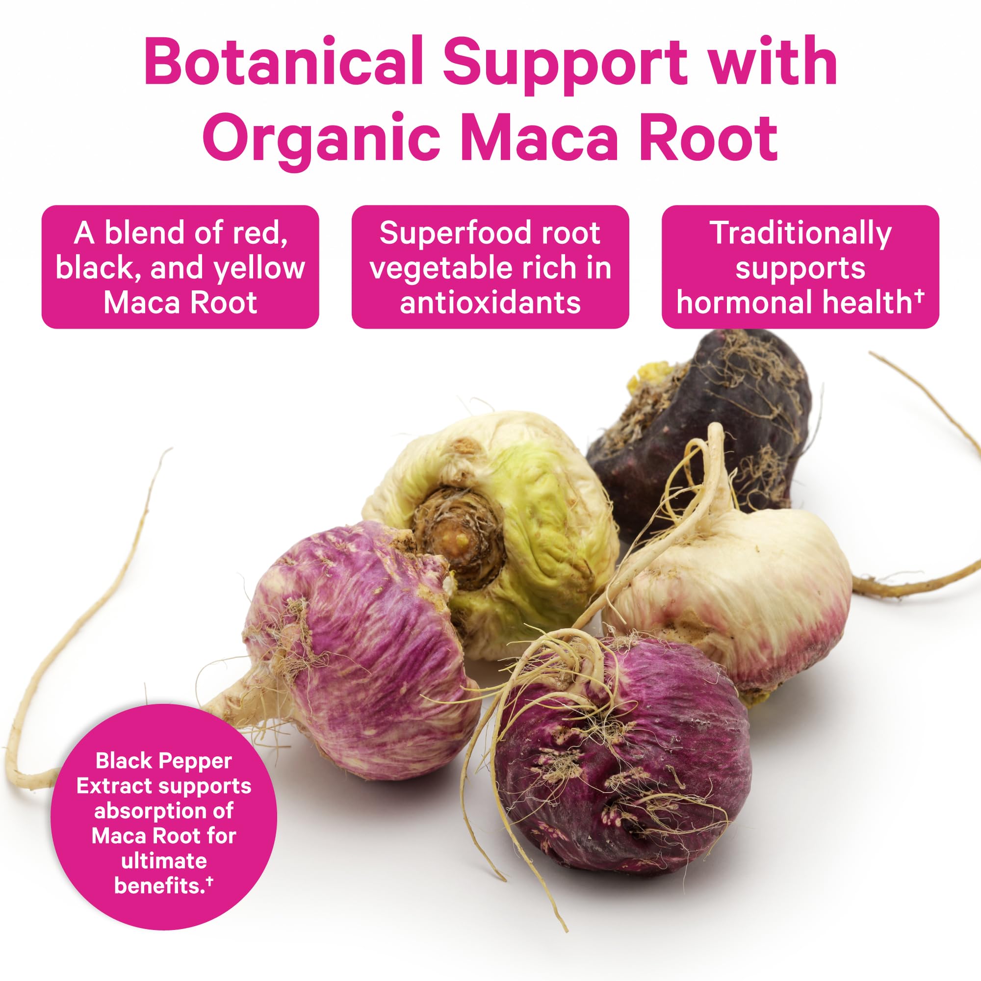 Pink Stork Maca Root Capsules closeup highlighting capsule texture and quality