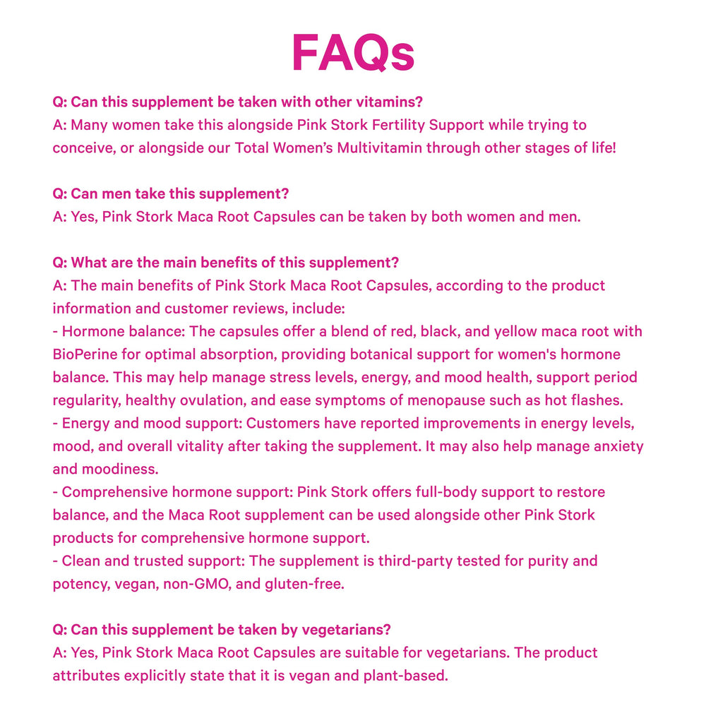 Pink Stork maca-root packaging communicates a thoughtful, clean, women-focused product