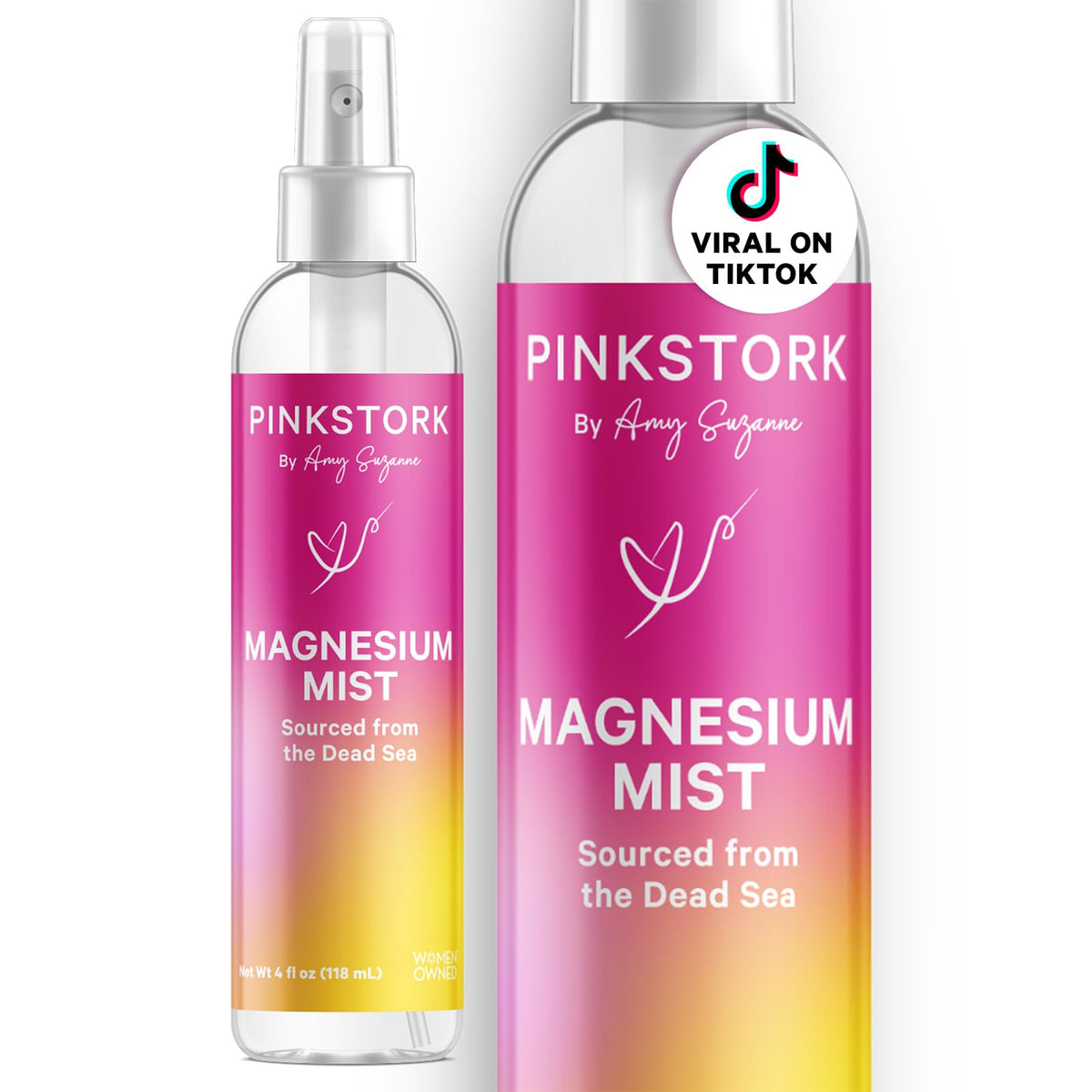 Pink Stork Magnesium Spray Mist bottle ready to use for calm and sleep