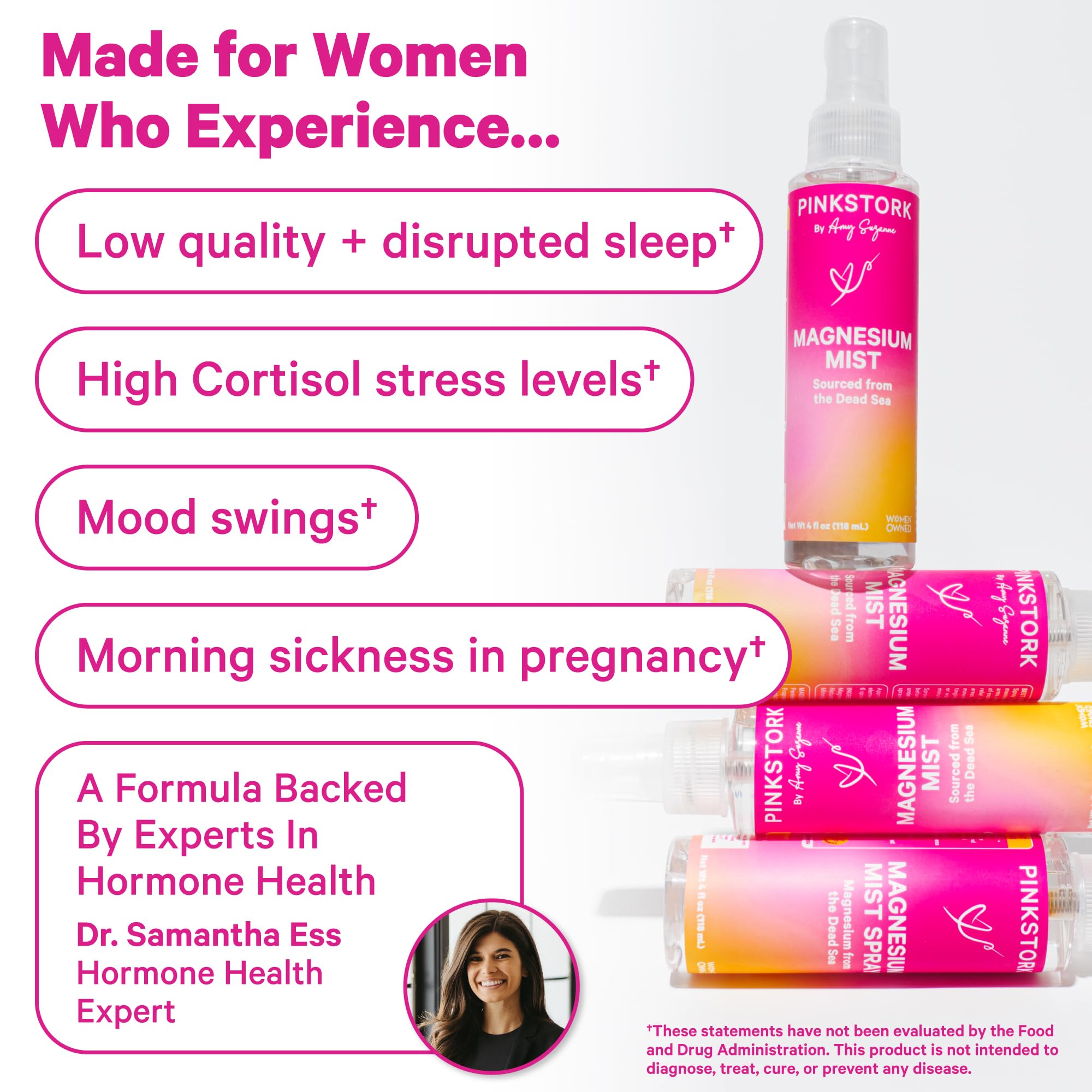 Unscented Pink Stork Magnesium Spray Mist for clean topical use