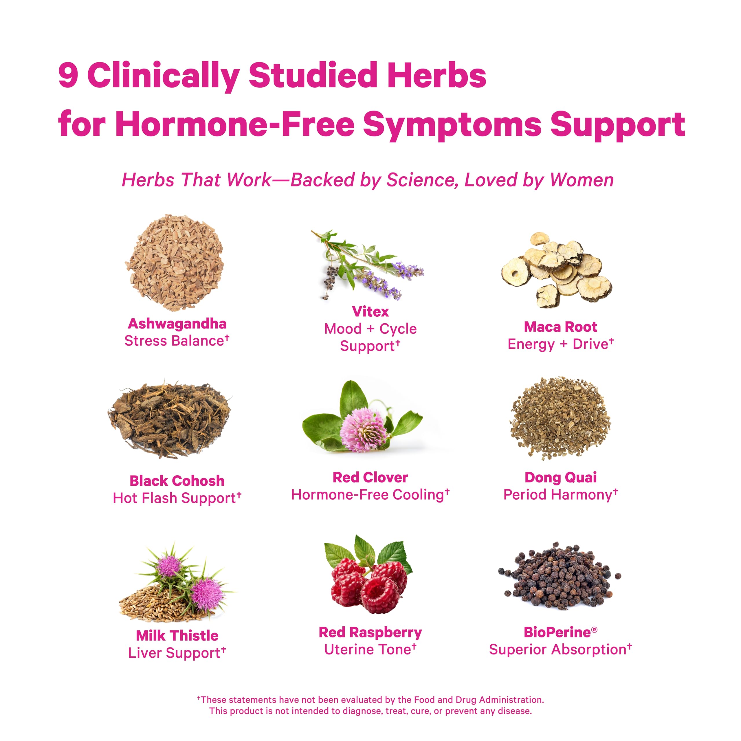 Closeup of Pink Stork Menopause Support capsules for daily use