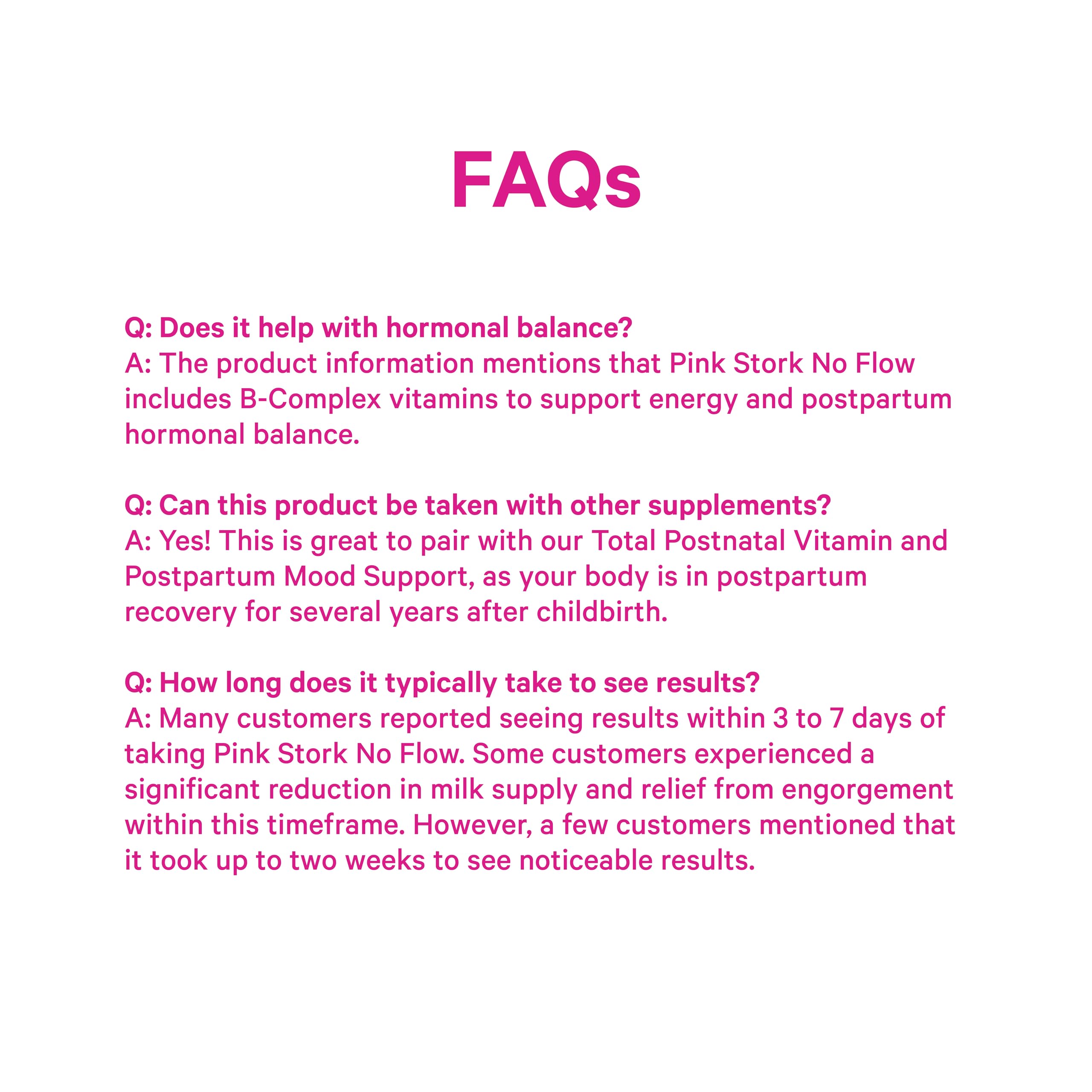 Pink Stork No Flow vitamins with B complex supporting energy during adjustment.
