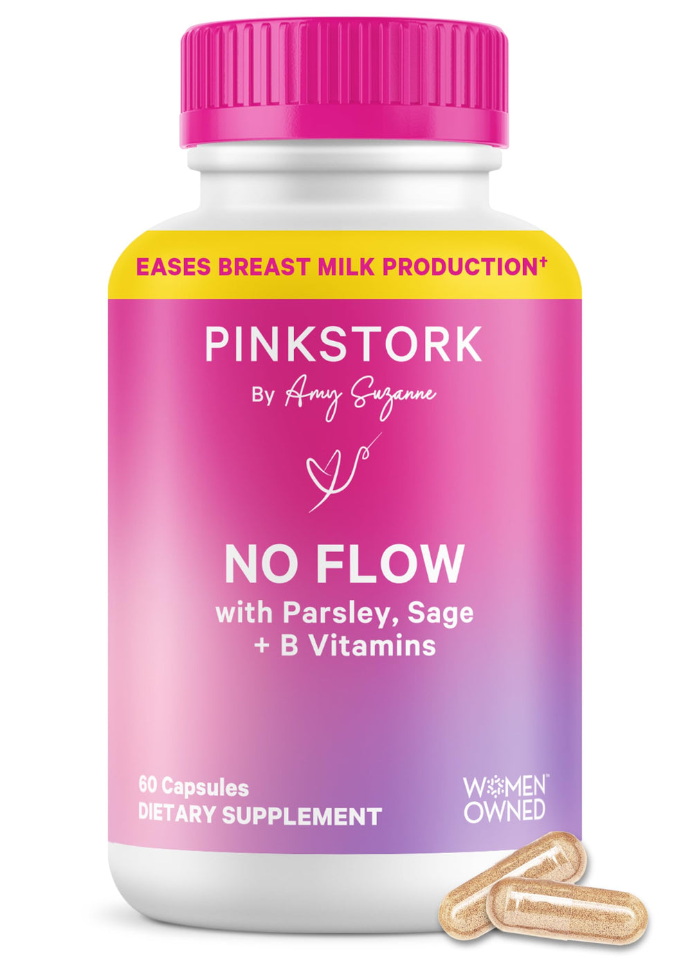 Pink Stork No Flow bottle with pour, highlighting simple daily use.