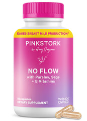 Pink Stork No Flow bottle with pour, highlighting simple daily use.