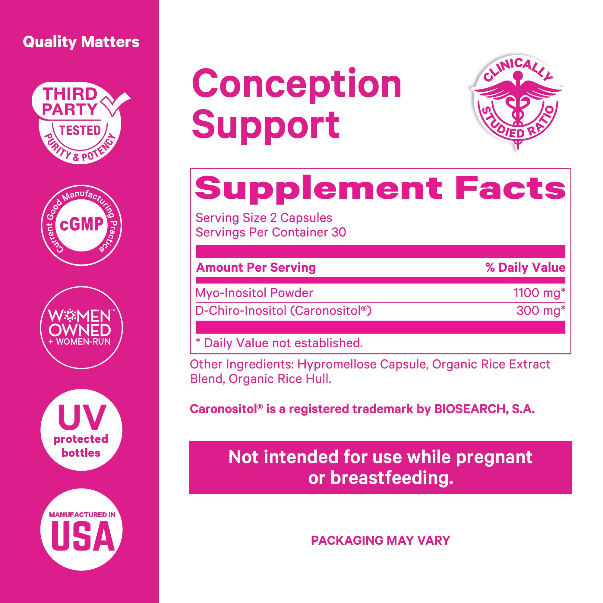 Pink Stork bottle promoted for ovarian function and cycle support
