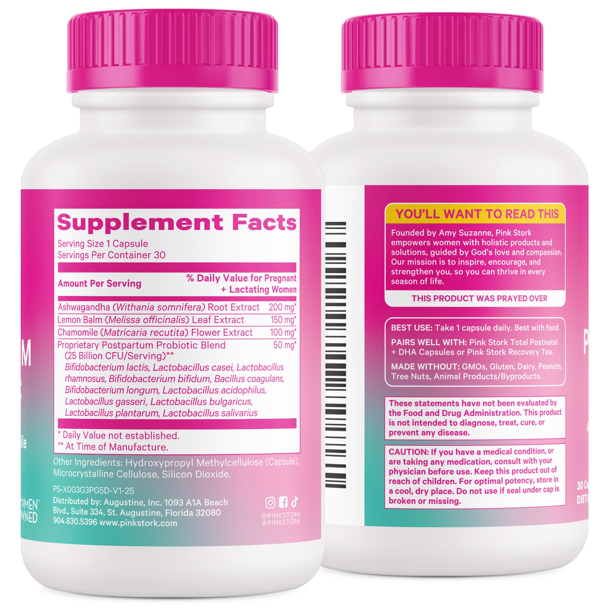 Pink Stork Probiotics packaging with heart shaped ScentCert label