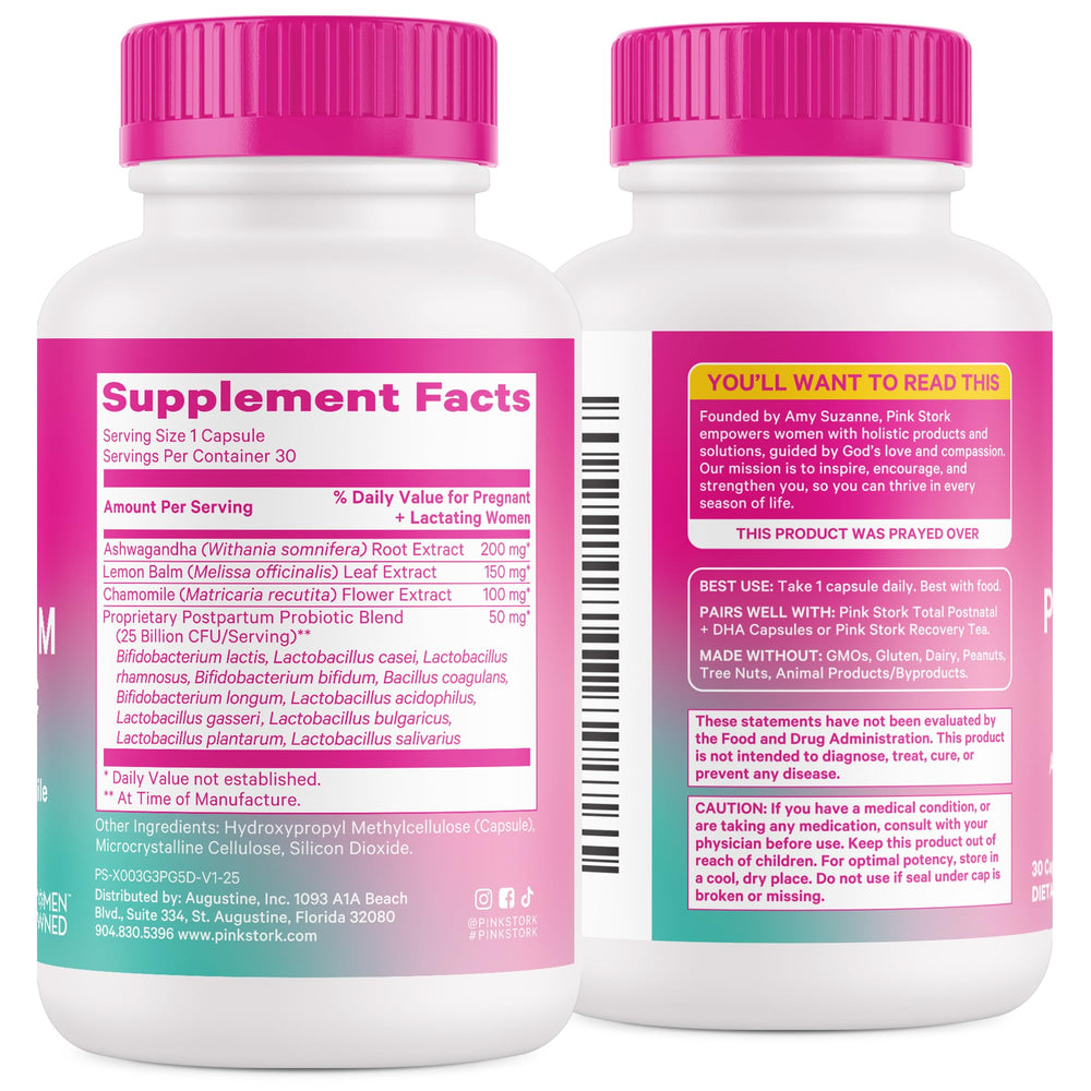 Pink Stork Probiotics packaging with heart shaped ScentCert label