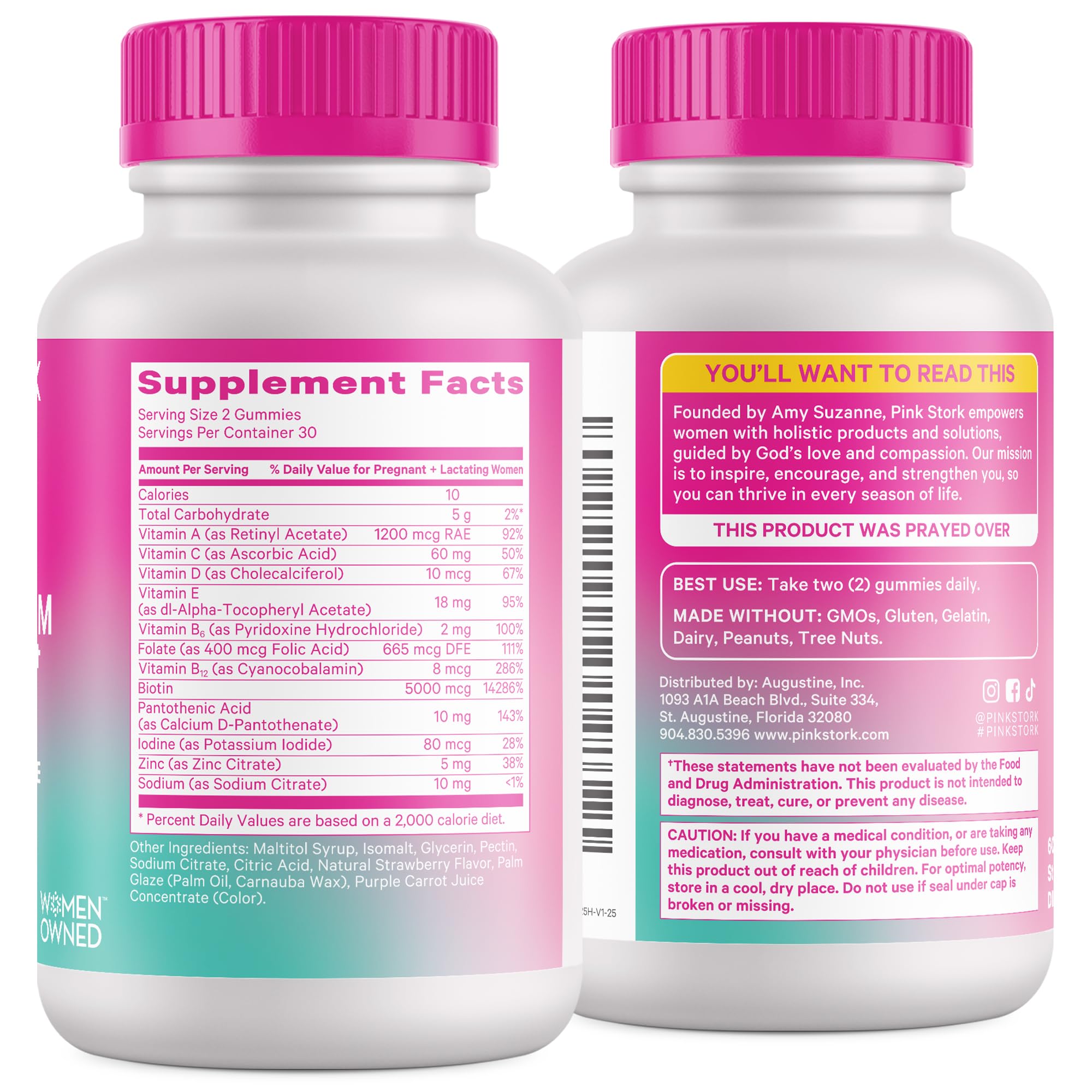Pink Stork Postpartum Hair Loss Gummies formula supports postpartum recovery with key nutrients