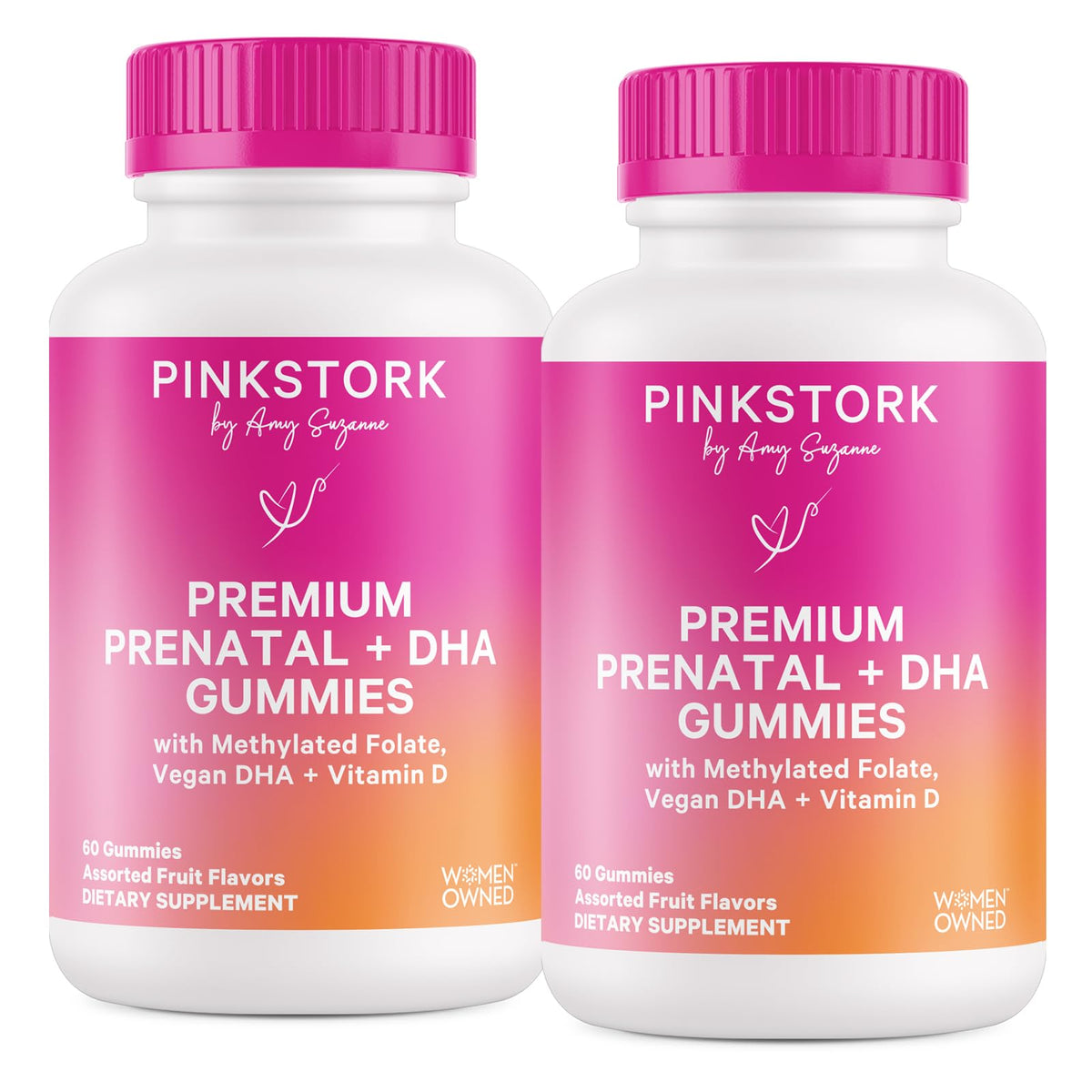 Pink Stork Premium Prenatal Gummies with DHA, vegan omega-3 for pregnancy support