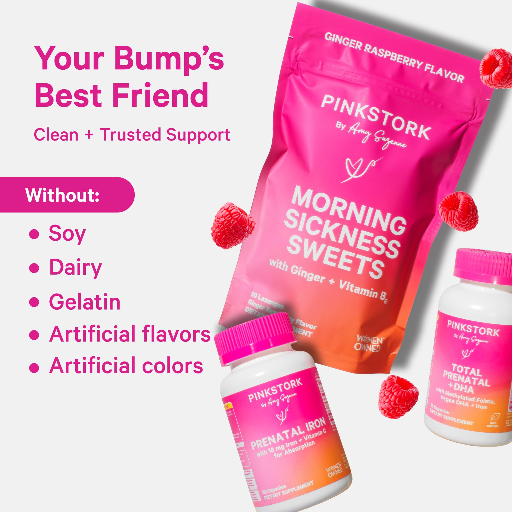 Pink Stork Premium Prenatal Gummy Vegan omega-3 plant-based DHA