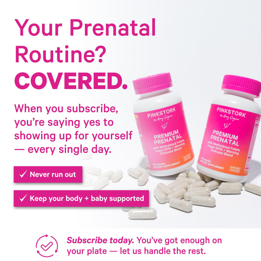 Pink Stork Premium Prenatal organic ingredients, real whole-food energy for the day.