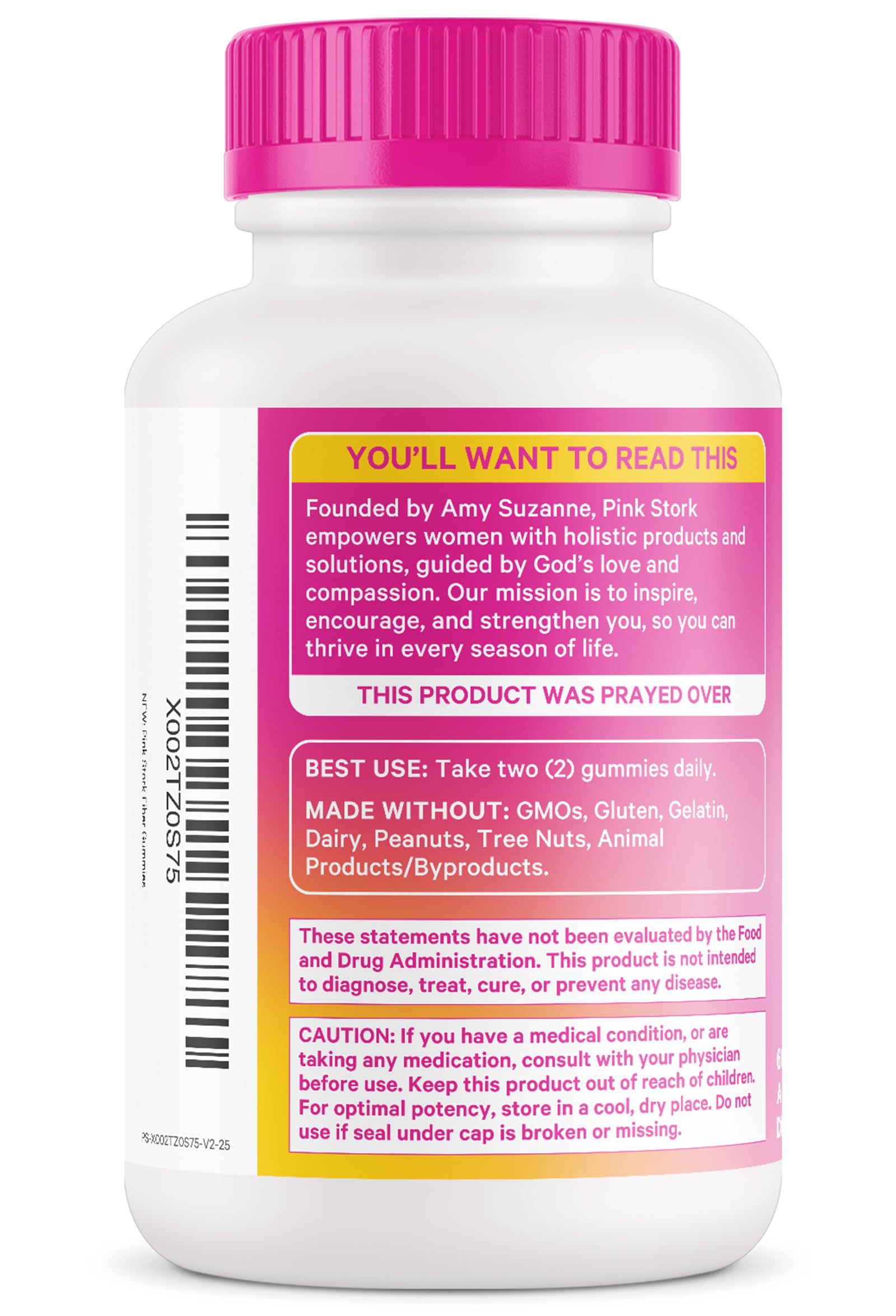 Pink Stork Prenatal Fiber Gummies gummies on a plate with soft pink hue