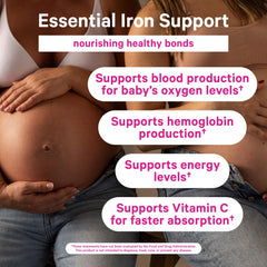 Pink Stork Prenatal Iron Gummies gelatin-free formula suitable for dietary needs.