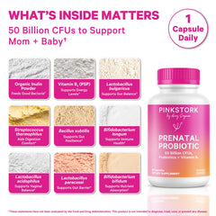 Capsules close-up showcasing an easy one-daily prenatal routine with Pink Stork.