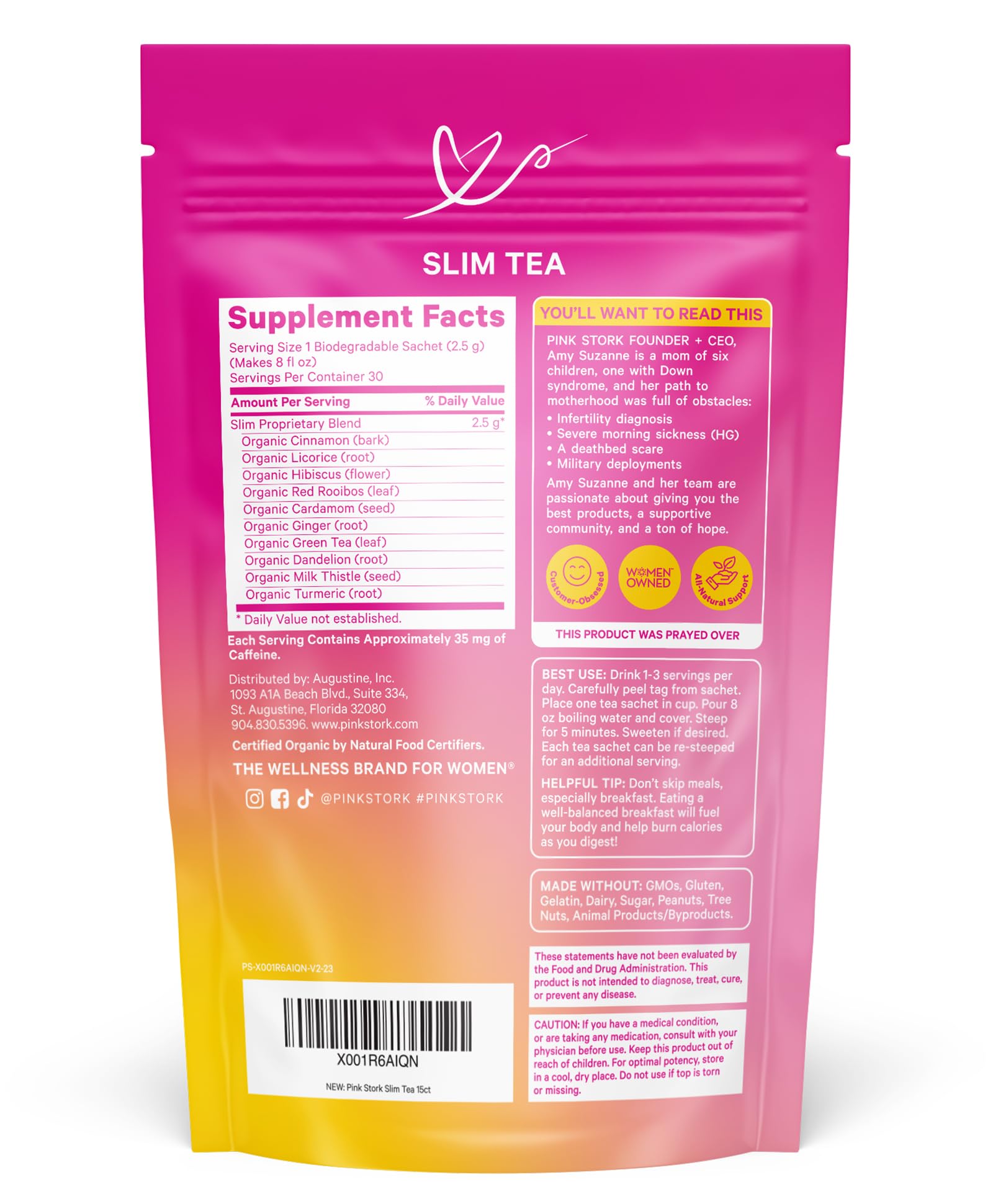 Pink Stork Slim Tea with green tea energizes digestion and mood.