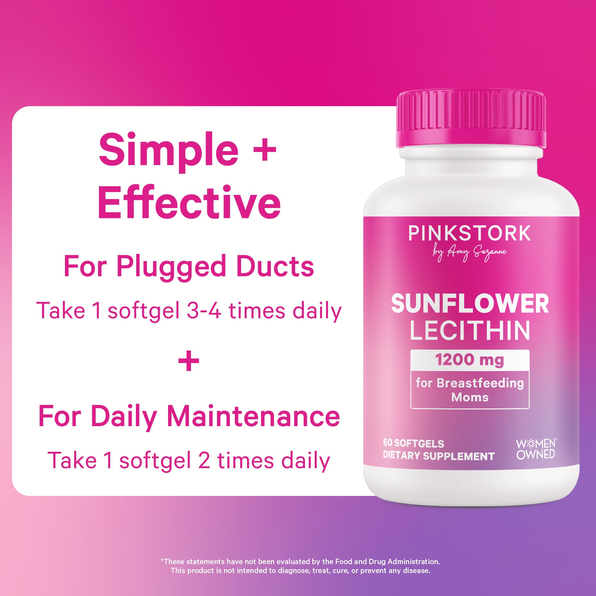 Pink Stork Sunflower Lecithin pouring softgels illustrate easy daily use.