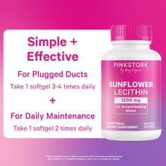 Pink Stork Sunflower Lecithin pouring softgels illustrate easy daily use.