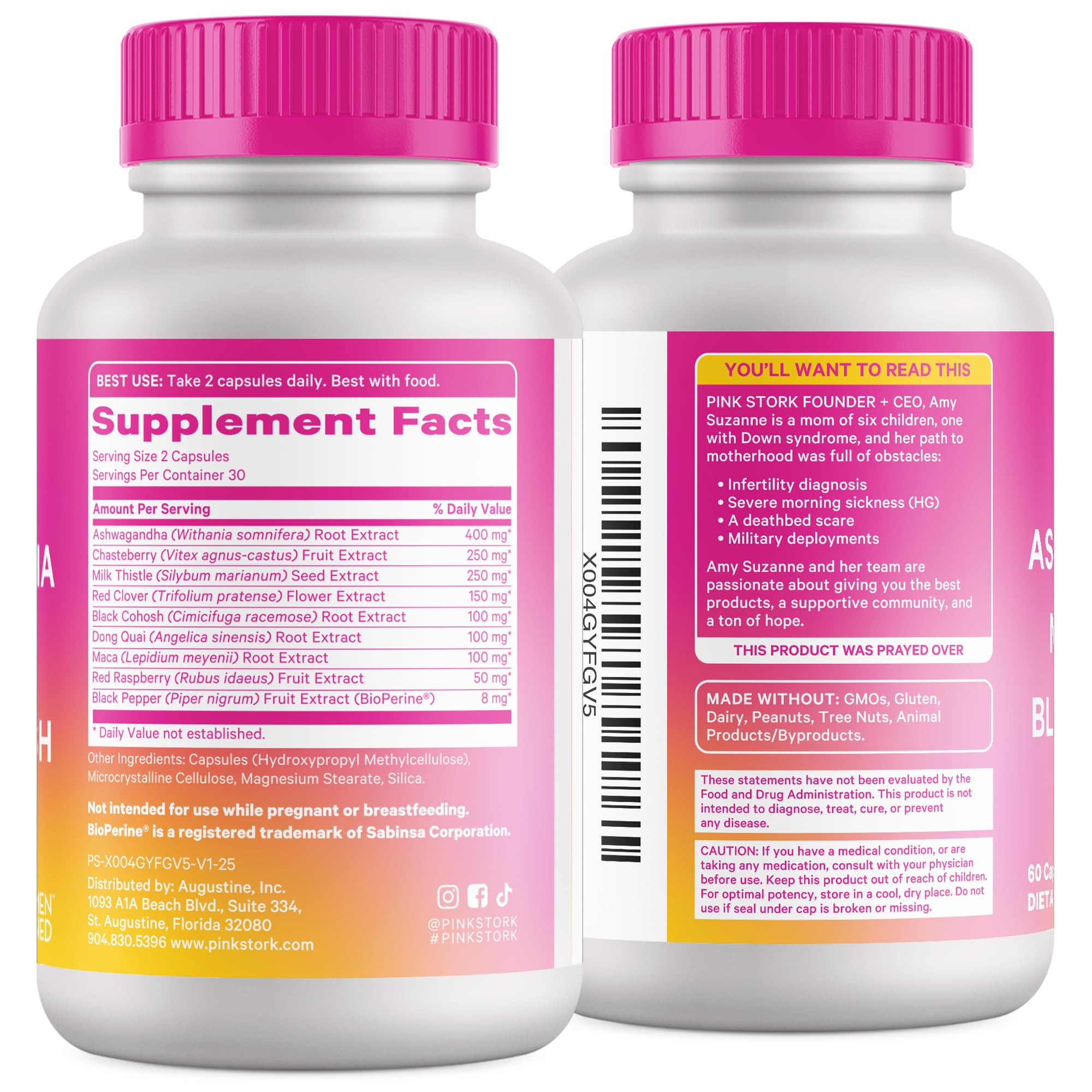 Pink Stork seal of third-party testing on packaging.