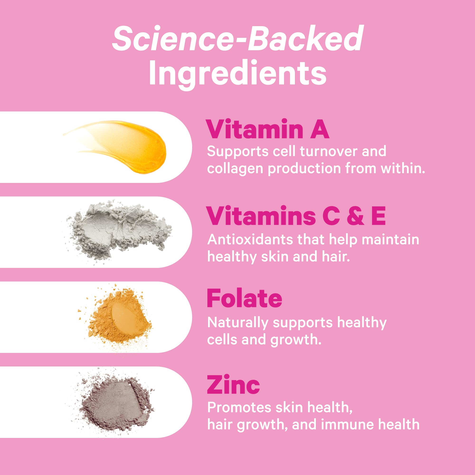 Closeup of berry gummies highlights tasty, convenient beauty support.